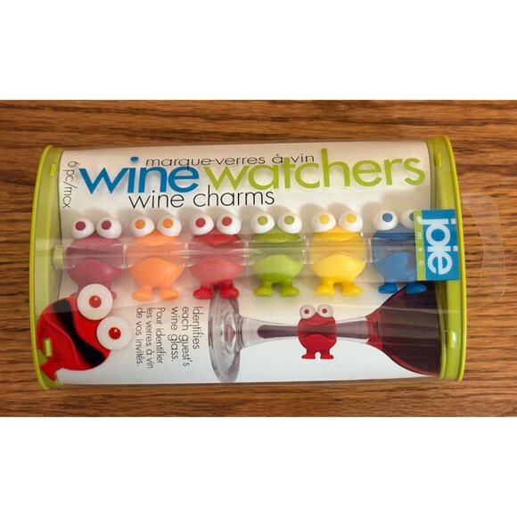 Joie MSC Wine Watchers 6-Piece Silicone Wine Glass Charms Reusable Monsters - Picture 4 of 5